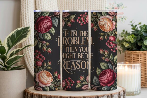 Download Dark Moody Floral Quote 20oz Tumbler Wra - Moody floral Collection