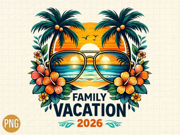 Download Family Vacation 2026 Tropical Beach PNG - Family Collection