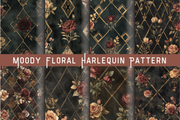 Download Moody Floral Harlequin Pattern - Moody floral Collection
