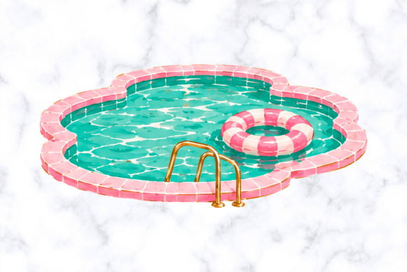 Download Pink Retro Swimming Pool Clipart - Swimming pool Collection