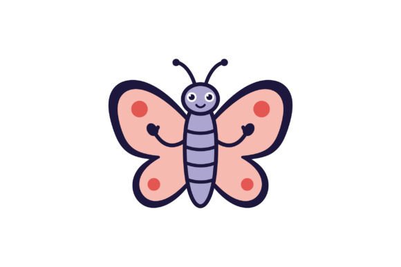Download Cheerful Cartoon Butterfly with Pink and - Cartoon butterfly Collection