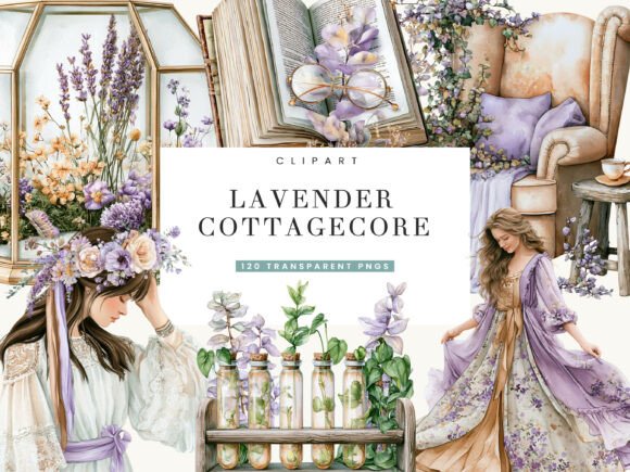 Download Lavender Cottagecore Clipart Bundle - Premium Bundle