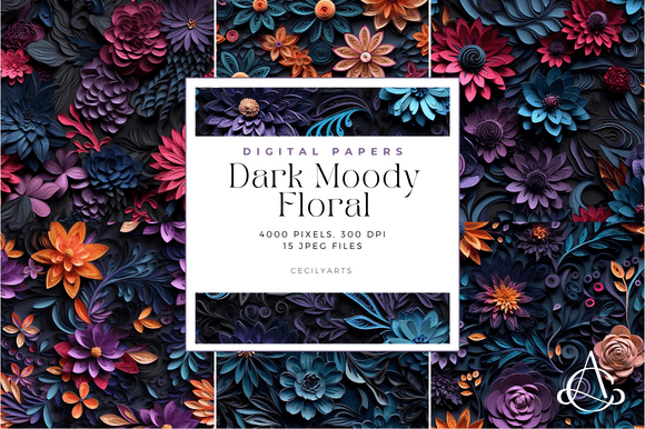 Download Dark Moody Floral Paper Quill BG - Moody floral Collection