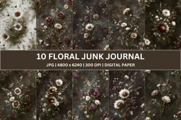 Download 10 Moody Floral Junk Journal - Moody floral Collection