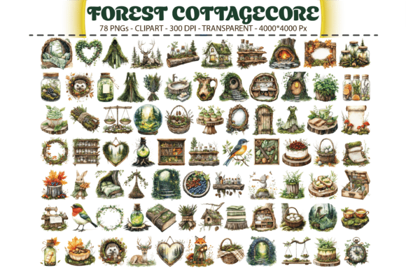 Download Forest Cottagecore Clipart – 78 PNGs - Premium Bundle